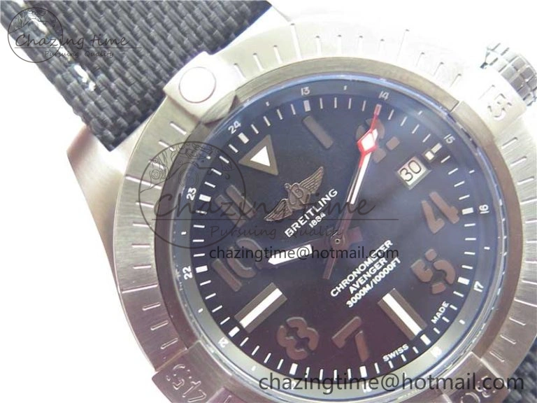 Modern Seawolf 45mm DLC B50 1:1 BestEdition SuperLumed Black Dial Black Numeral Markers on Black Nylon Strap A2824(SuperThick Crystal) 5559