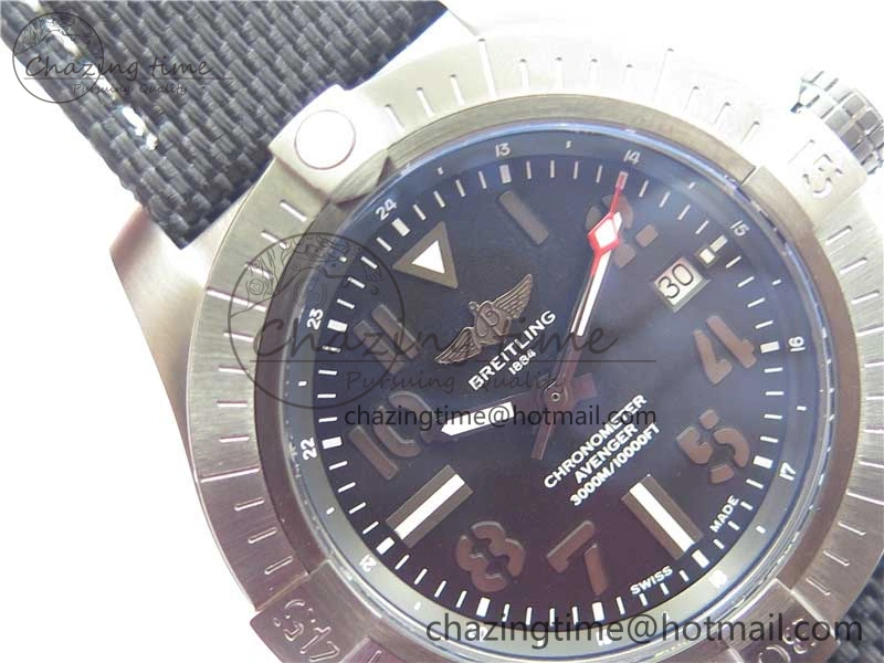 Modern Seawolf 45mm DLC B50 1:1 BestEdition SuperLumed Black Dial Black Numeral Markers on Black Nylon Strap A2824(SuperThick Crystal) 5559