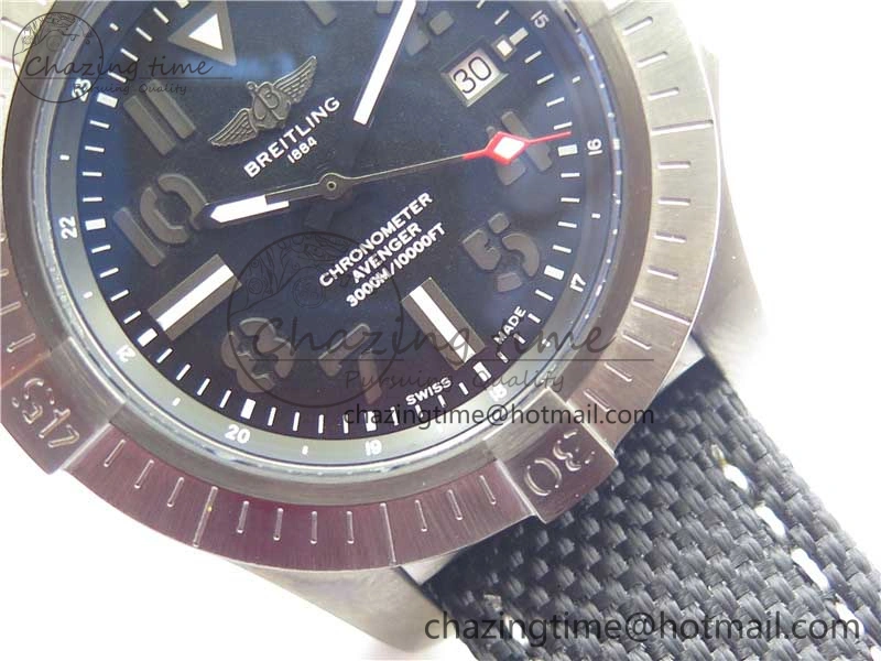 Modern Seawolf 45mm DLC B50 1:1 BestEdition SuperLumed Black Dial Black Numeral Markers on Black Nylon Strap A2824(SuperThick Crystal) 5559