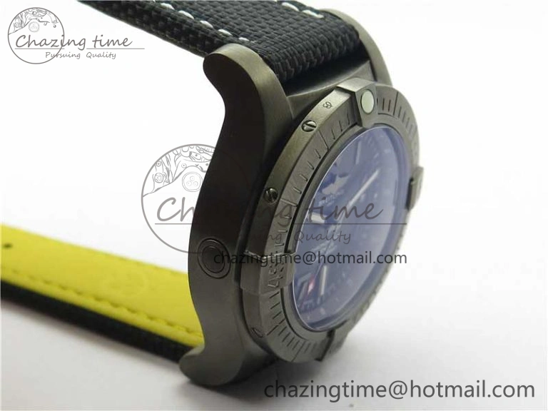 Modern Seawolf 45mm DLC B50 1:1 BestEdition SuperLumed Black Dial Black Numeral Markers on Black Nylon Strap A2824(SuperThick Crystal) 5559