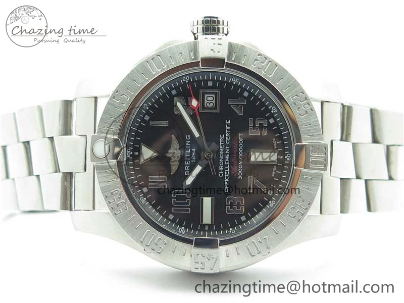EasyCare Seawolf 45mm SS B50 1:1 Best Edition SuperLumed Black Dial Numeral Markers on SS Bracelet A2824(Super Thick Crystal) 5567