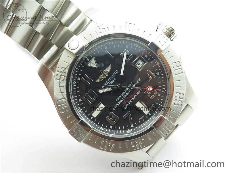 EasyCare Seawolf 45mm SS B50 1:1 Best Edition SuperLumed Black Dial Numeral Markers on SS Bracelet A2824(Super Thick Crystal) 5567