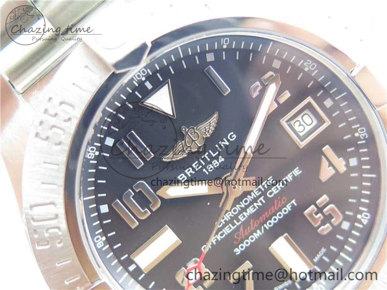 EasyCare Seawolf 45mm SS B50 1:1 Best Edition SuperLumed Black Dial Numeral Markers on SS Bracelet A2824(Super Thick Crystal) 5567