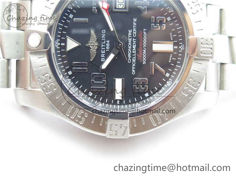 EasyCare Seawolf 45mm SS B50 1:1 Best Edition SuperLumed Black Dial Numeral Markers on SS Bracelet A2824(Super Thick Crystal) 5567