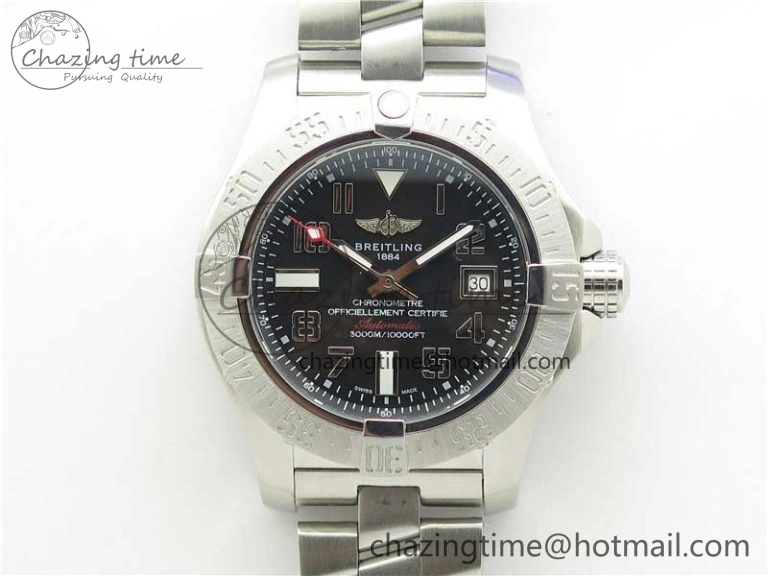 EasyCare Seawolf 45mm SS B50 1:1 Best Edition SuperLumed Black Dial Numeral Markers on SS Bracelet A2824(Super Thick Crystal) 5567