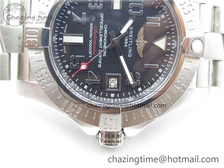 EasyCare Seawolf 45mm SS B50 1:1 Best Edition SuperLumed Black Dial Numeral Markers on SS Bracelet A2824(Super Thick Crystal) 5567