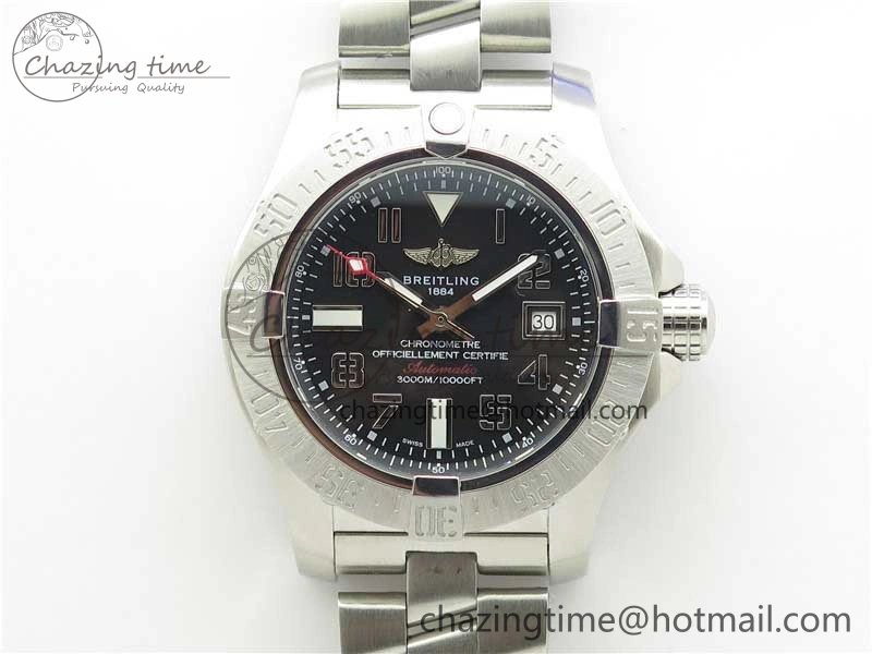 EasyCare Seawolf 45mm SS B50 1:1 Best Edition SuperLumed Black Dial Numeral Markers on SS Bracelet A2824(Super Thick Crystal) 5567
