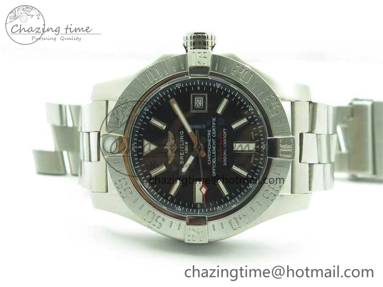BestValue Seawolf 45mm SS B50 1:1 Best Edition SuperLumed Black Dial Sticks Markers on SS Bracelet A2824(Super Thick Crystal) 5565