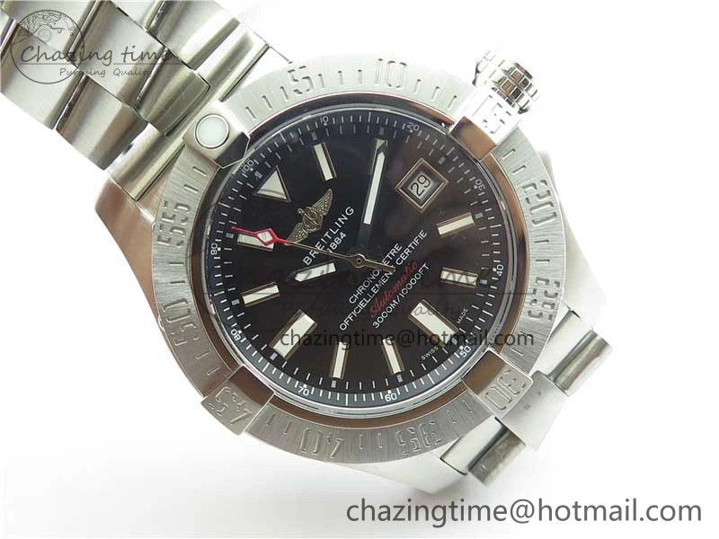 BestValue Seawolf 45mm SS B50 1:1 Best Edition SuperLumed Black Dial Sticks Markers on SS Bracelet A2824(Super Thick Crystal) 5565