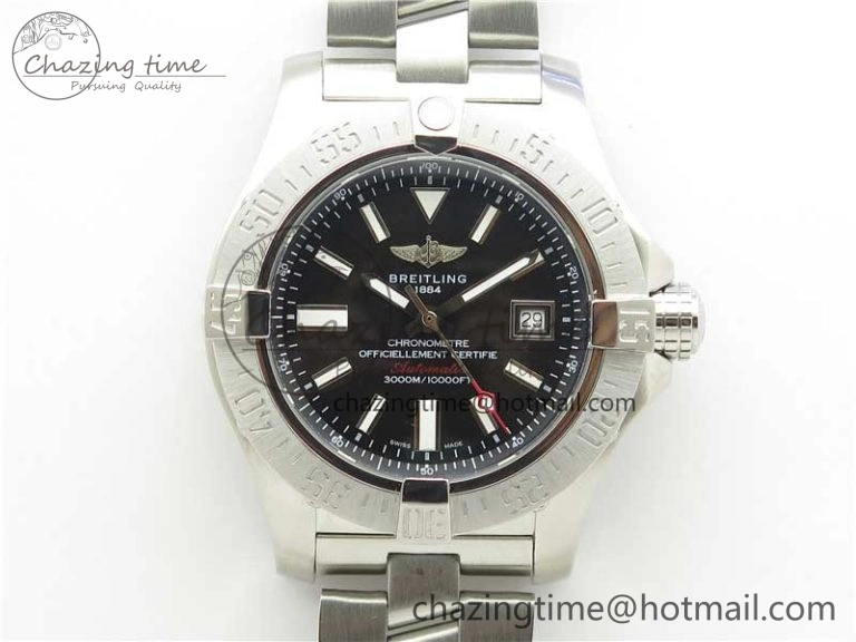 BestValue Seawolf 45mm SS B50 1:1 Best Edition SuperLumed Black Dial Sticks Markers on SS Bracelet A2824(Super Thick Crystal) 5565