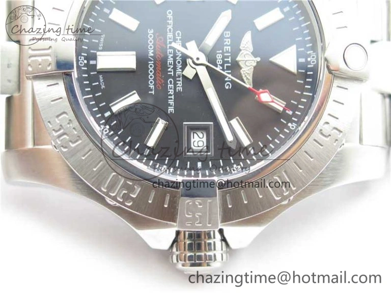 BestValue Seawolf 45mm SS B50 1:1 Best Edition SuperLumed Black Dial Sticks Markers on SS Bracelet A2824(Super Thick Crystal) 5565