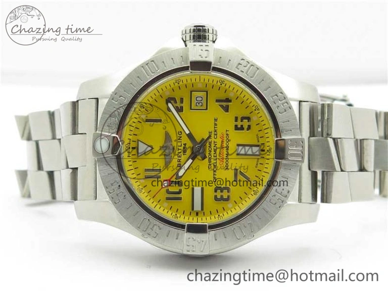 Seawolf 45mm SS B50 1:1 Best Edition SuperLumed Yellow Dial Numeral Markers on SS Bracelet A2824(Super Thick Crystal) QuickDry 5564