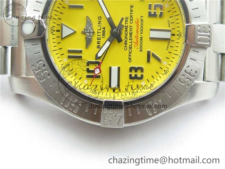 Seawolf 45mm SS B50 1:1 Best Edition SuperLumed Yellow Dial Numeral Markers on SS Bracelet A2824(Super Thick Crystal) QuickDry 5564