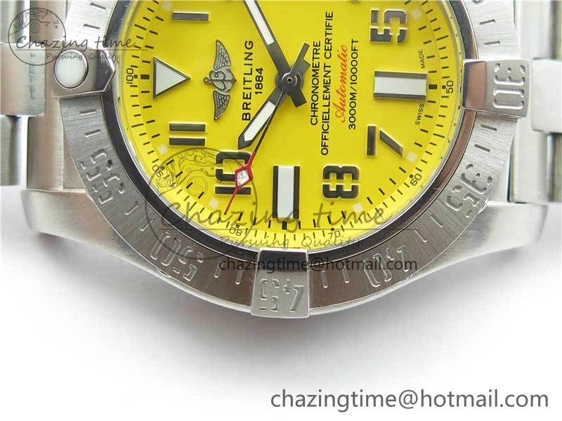 Seawolf 45mm SS B50 1:1 Best Edition SuperLumed Yellow Dial Numeral Markers on SS Bracelet A2824(Super Thick Crystal) QuickDry 5564