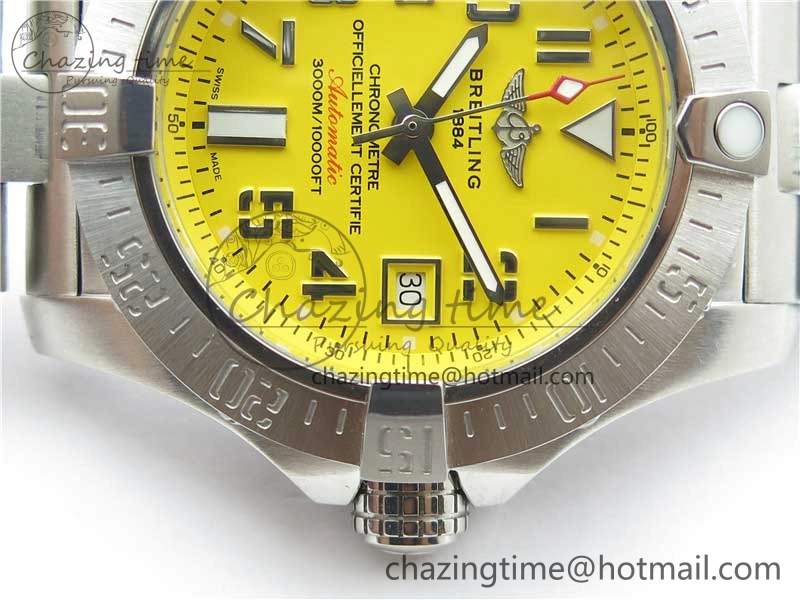 Seawolf 45mm SS B50 1:1 Best Edition SuperLumed Yellow Dial Numeral Markers on SS Bracelet A2824(Super Thick Crystal) QuickDry 5564