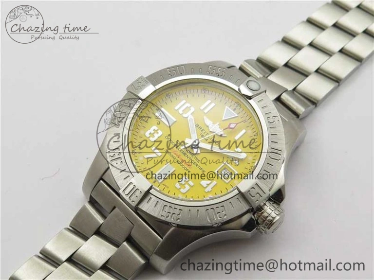 Seawolf 45mm SS B50 1:1 Best Edition SuperLumed Yellow Dial Numeral Markers on SS Bracelet A2824(Super Thick Crystal) QuickDry 5564