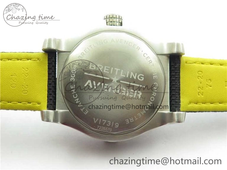 EyeCatching Seawolf 45mm SS B50 1:1 BestEdition SuperLumed Yellow Dial Black Sticks Markers on Black Nylon Strap A2824(SuperThick Crystal) 5560