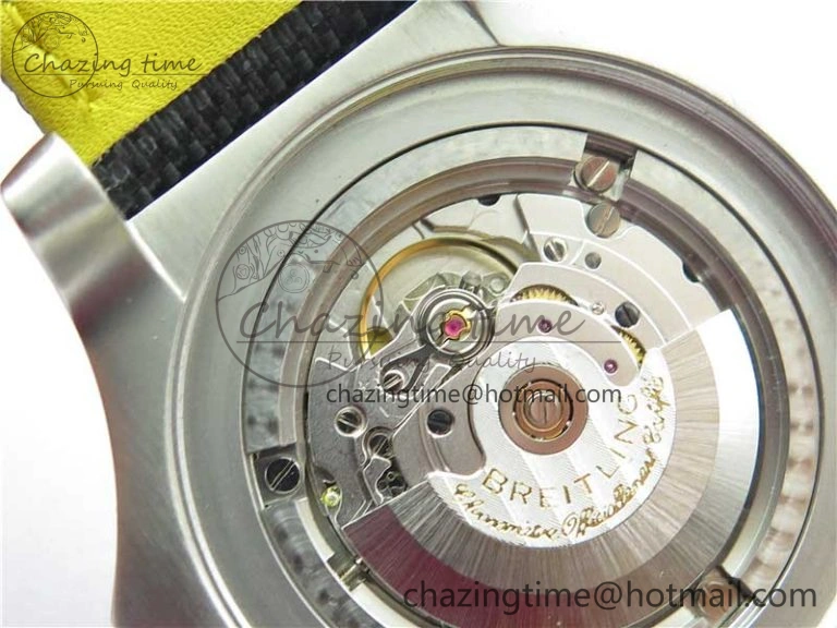 EyeCatching Seawolf 45mm SS B50 1:1 BestEdition SuperLumed Yellow Dial Black Sticks Markers on Black Nylon Strap A2824(SuperThick Crystal) 5560