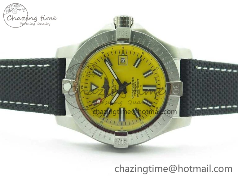 EyeCatching Seawolf 45mm SS B50 1:1 BestEdition SuperLumed Yellow Dial Black Sticks Markers on Black Nylon Strap A2824(SuperThick Crystal) 5560