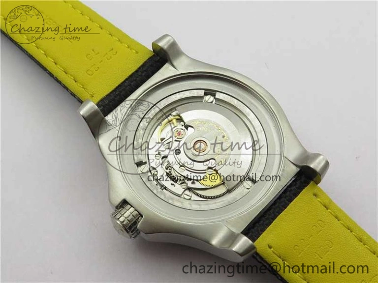 EyeCatching Seawolf 45mm SS B50 1:1 BestEdition SuperLumed Yellow Dial Black Sticks Markers on Black Nylon Strap A2824(SuperThick Crystal) 5560