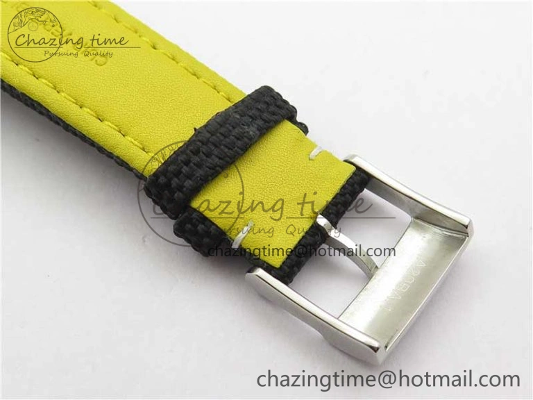 EyeCatching Seawolf 45mm SS B50 1:1 BestEdition SuperLumed Yellow Dial Black Sticks Markers on Black Nylon Strap A2824(SuperThick Crystal) 5560