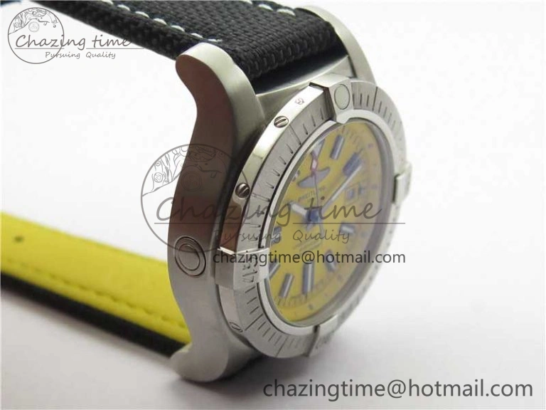 EyeCatching Seawolf 45mm SS B50 1:1 BestEdition SuperLumed Yellow Dial Black Sticks Markers on Black Nylon Strap A2824(SuperThick Crystal) 5560