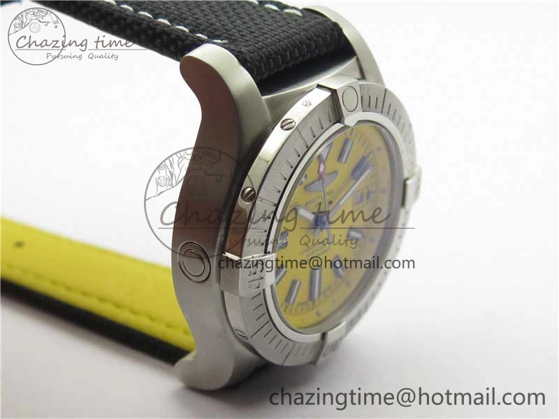 EyeCatching Seawolf 45mm SS B50 1:1 BestEdition SuperLumed Yellow Dial Black Sticks Markers on Black Nylon Strap A2824(SuperThick Crystal) 5560