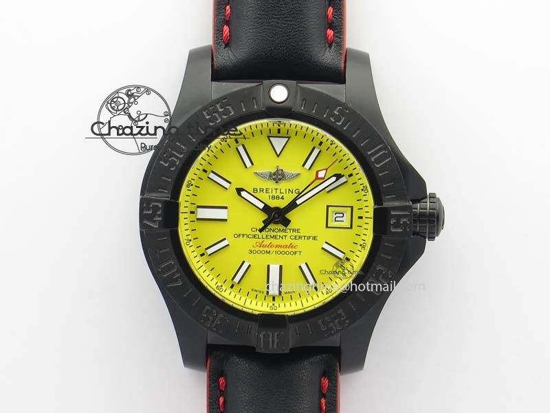 Elegant Seawolf DLC Best Edition Superlumed Yellow Dial On Leather Strap A2836 (Super Thick Crystal) 5752