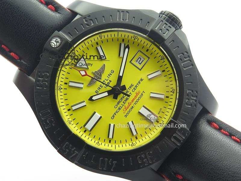 Elegant Seawolf DLC Best Edition Superlumed Yellow Dial On Leather Strap A2836 (Super Thick Crystal) 5752
