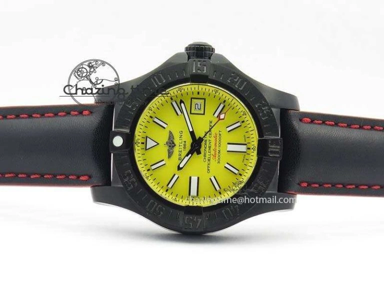 Elegant Seawolf DLC Best Edition Superlumed Yellow Dial On Leather Strap A2836 (Super Thick Crystal) 5752