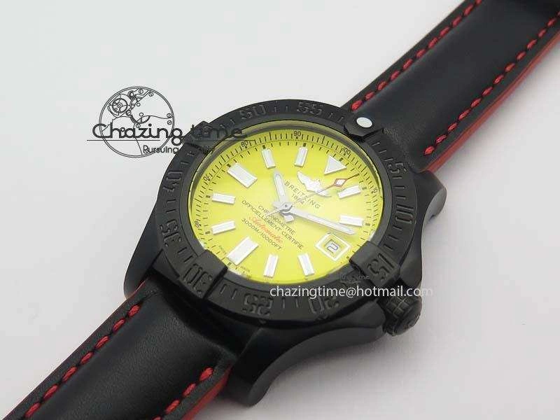 Elegant Seawolf DLC Best Edition Superlumed Yellow Dial On Leather Strap A2836 (Super Thick Crystal) 5752
