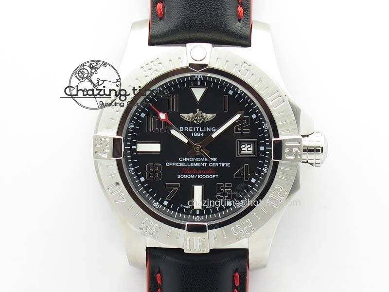 Seawolf SS 1:1 Best Edition Superlumed Black Numeral Dial On Leather Strap A UrbanStyle 5756