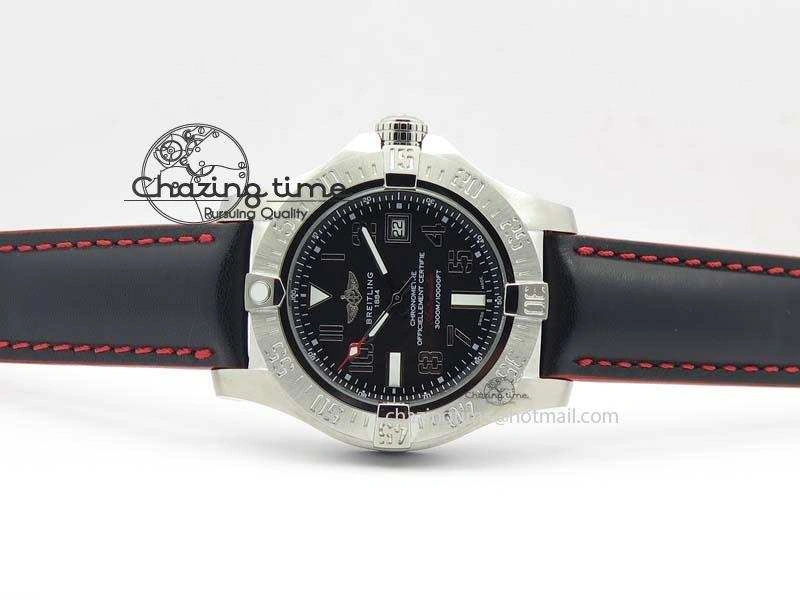 Seawolf SS 1:1 Best Edition Superlumed Black Numeral Dial On Leather Strap A UrbanStyle 5756