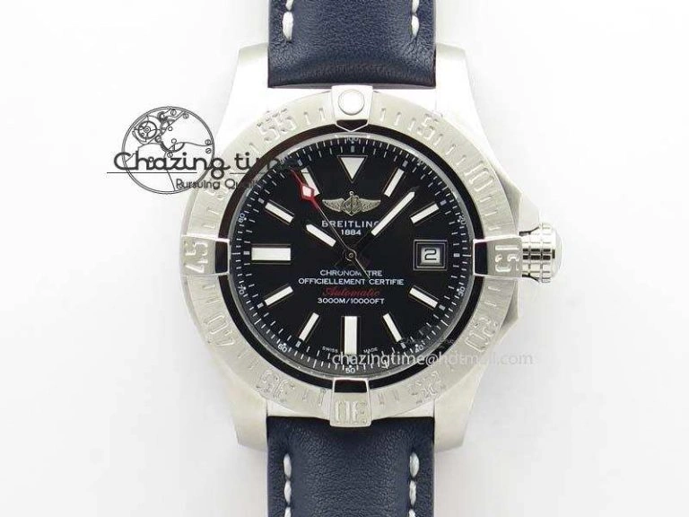 Seawolf SS 1:1 Best Edition Superlumed Black Sticks Dial On Leather Strap A WeatherProof 5753