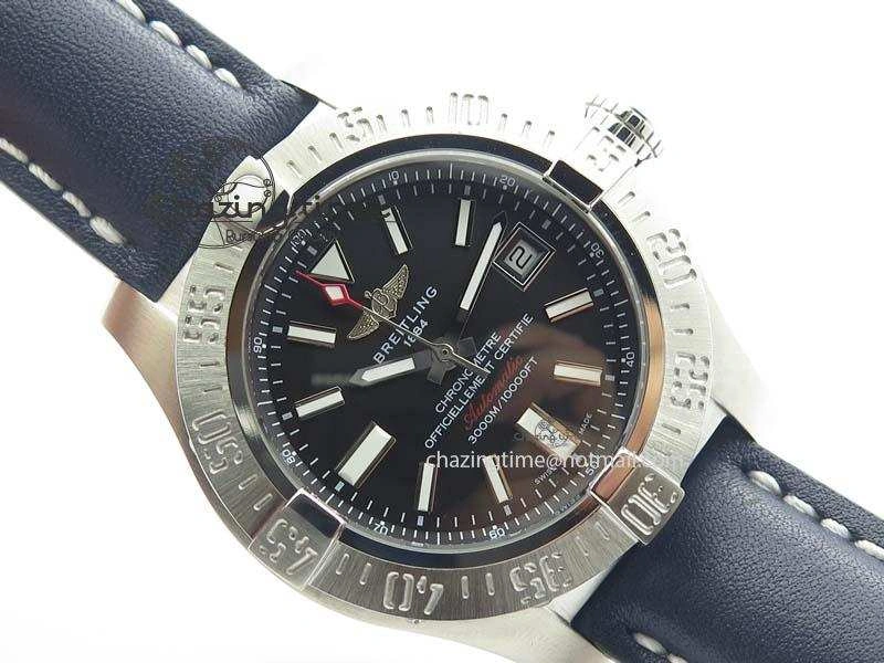 Seawolf SS 1:1 Best Edition Superlumed Black Sticks Dial On Leather Strap A WeatherProof 5753