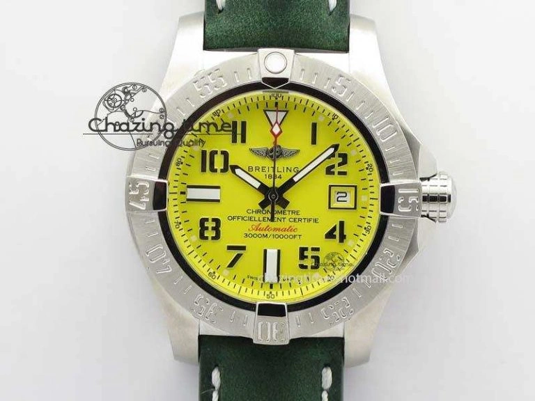 Seawolf SS 1:1 Best Edition Superlumed Yellow Numeral Dial On Leather Strap A FastDry 5755