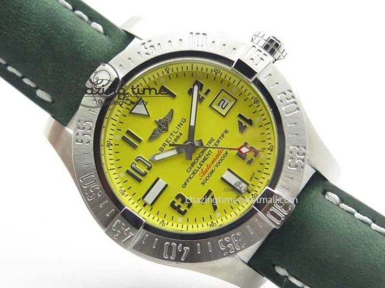Seawolf SS 1:1 Best Edition Superlumed Yellow Numeral Dial On Leather Strap A FastDry 5755