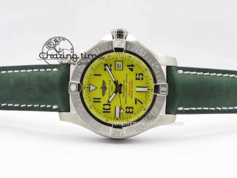 Seawolf SS 1:1 Best Edition Superlumed Yellow Numeral Dial On Leather Strap A FastDry 5755