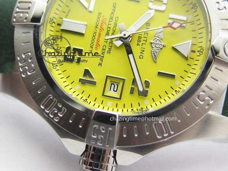 Seawolf SS 1:1 Best Edition Superlumed Yellow Numeral Dial On Leather Strap A FastDry 5755