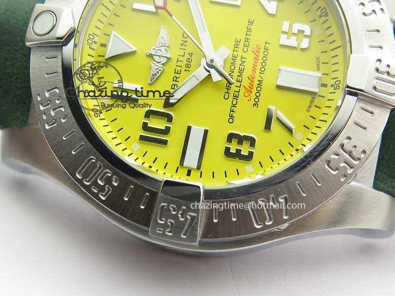 Seawolf SS 1:1 Best Edition Superlumed Yellow Numeral Dial On Leather Strap A FastDry 5755