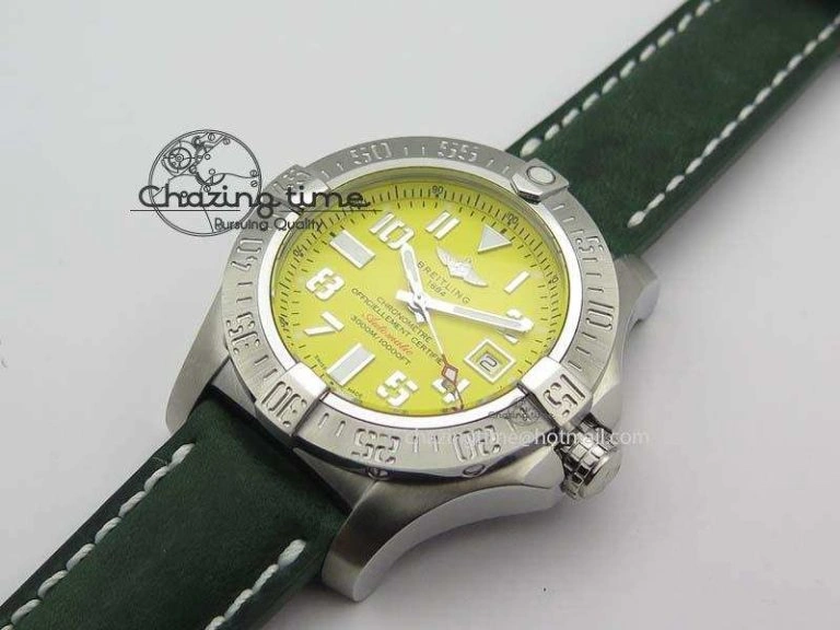 Seawolf SS 1:1 Best Edition Superlumed Yellow Numeral Dial On Leather Strap A FastDry 5755