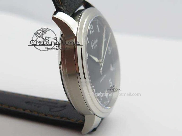 TechFriendly Senator Excellence SS Black Numeral Dial On Black Leather Strap A 6645