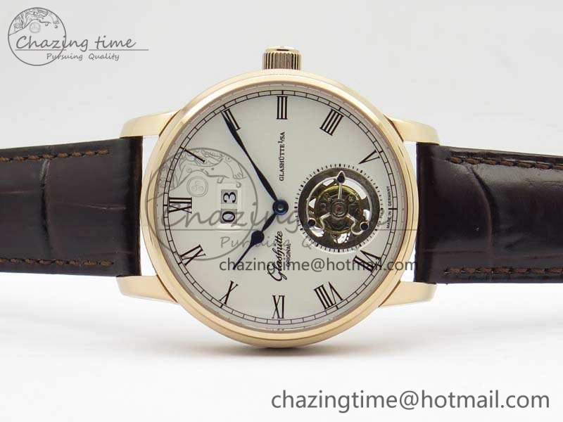 Senator Meissen Tourbillon Double Date RG White Dial On Brown Leather Strap GoodFit 6643