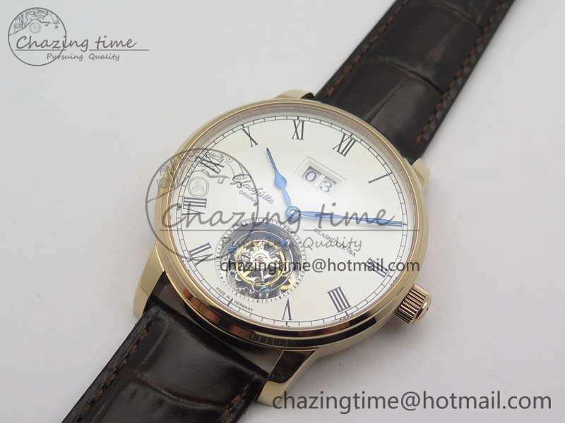 Senator Meissen Tourbillon Double Date RG White Dial On Brown Leather Strap GoodFit 6643