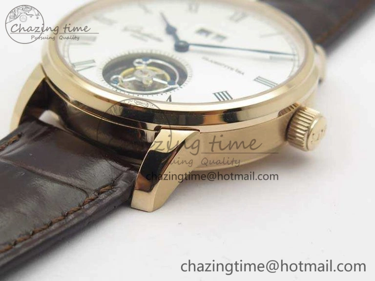 Senator Meissen Tourbillon Double Date RG White Dial On Brown Leather Strap GoodFit 6643