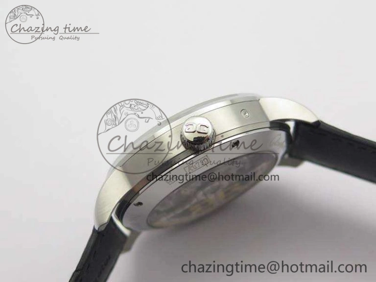 SportInspired Senator Meissen Tourbillon Double Date SS White Dial On Black Leather Strap 6642