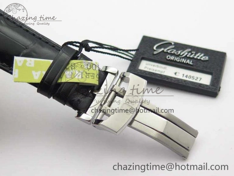 SportInspired Senator Meissen Tourbillon Double Date SS White Dial On Black Leather Strap 6642