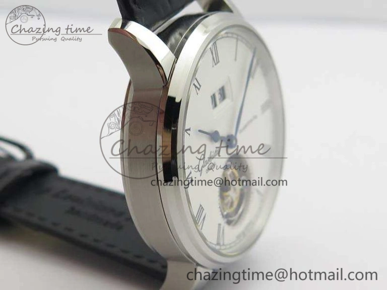 SportInspired Senator Meissen Tourbillon Double Date SS White Dial On Black Leather Strap 6642