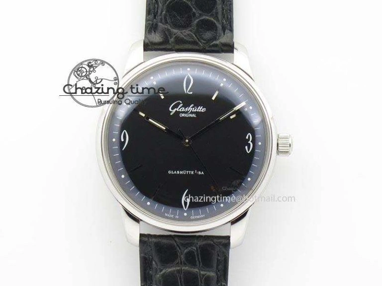 Senator Sixties SS Black Dial On Black Leather Strap A Stretchable 6656