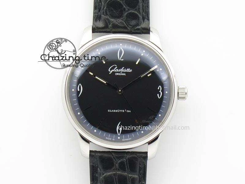 Senator Sixties SS Black Dial On Black Leather Strap A Stretchable 6656